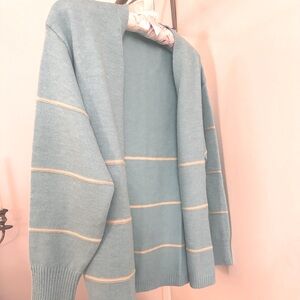Brand new blue stripe, open knit, sweater, size medium, or a six